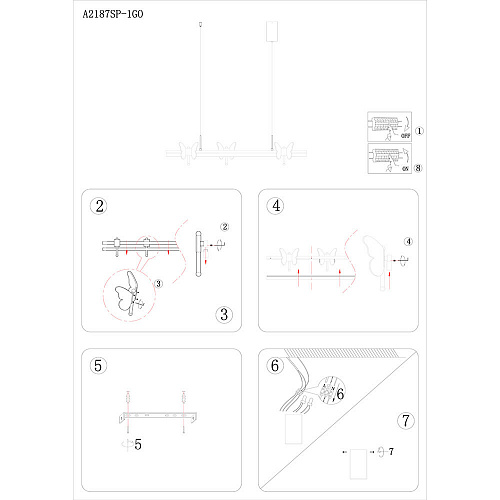Светильник 100 см, 45W, 3000K-6000K Arte Lamp A2187SP-1GO золото