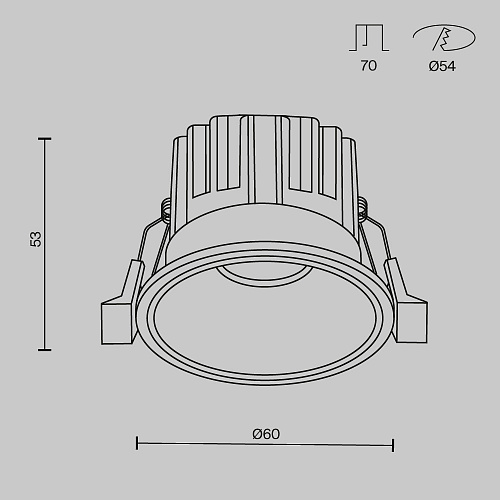 Встраиваемый светильник 7W 3000K 60° Maytoni Round DL058-7W3K-B