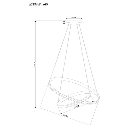 Светильник 60 см, 70W, 3000-6000K, Arte Lamp Meridiana A2198SP-2GO, золото