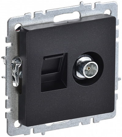 Розетка двойная TV+RJ45 кат.5E РТВ/РК12-БрЧ черный BRITE BR-AK20-1-K02 IEK