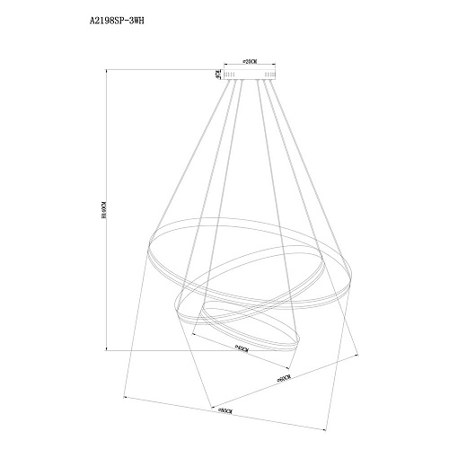 Светильник 80 см, 155W, 3000-6000K, Arte Lamp Meridiana A2198SP-3WH, белый