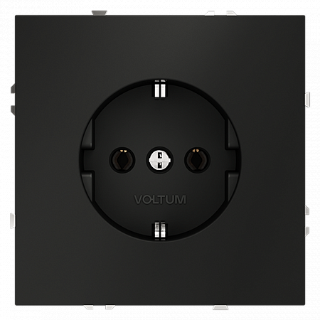 Розетка с заземлением Voltum S70, черный матовый VLS040108