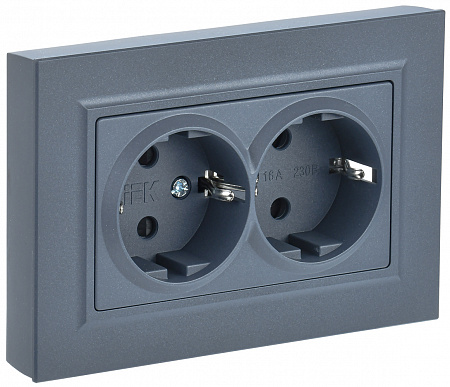 Розетка 2*2P+E 16А в сборе РС12-3-БрМ маренго BRITE BR-R21-16-K35-F IEK