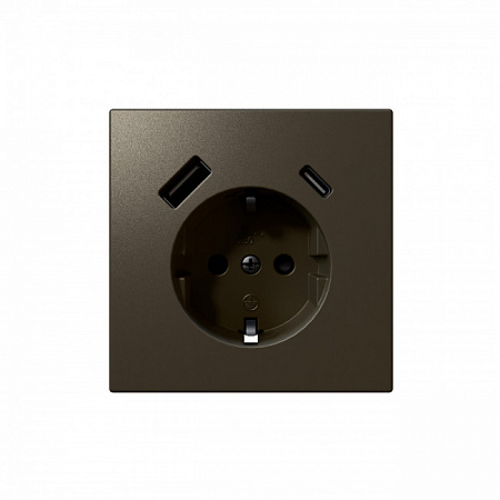 Jasmart FD Бронза Розетка с/з со шторками 16A c USB A+C 25W