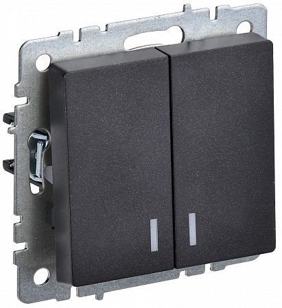 Выключатель 2 клавишный с индикацией 10А черный BRITE BR-V20-1-10-K02 IEK