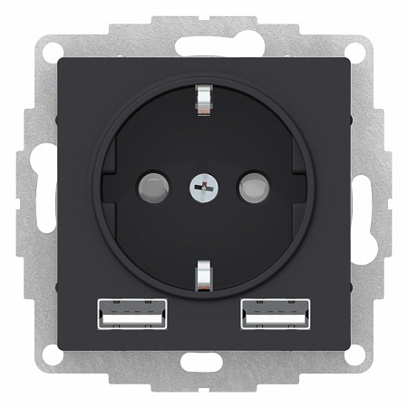 Розетка + USB A+A карбон AtlasDesign ATN001030