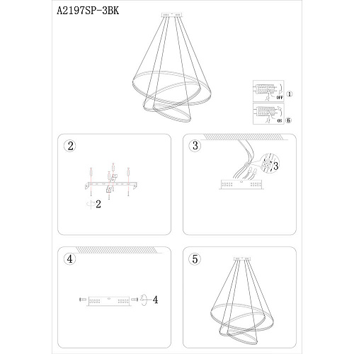Светильник 75 см, 145W, 3000-6000K, Arte Lamp Frodo A2197SP-3BK, черный