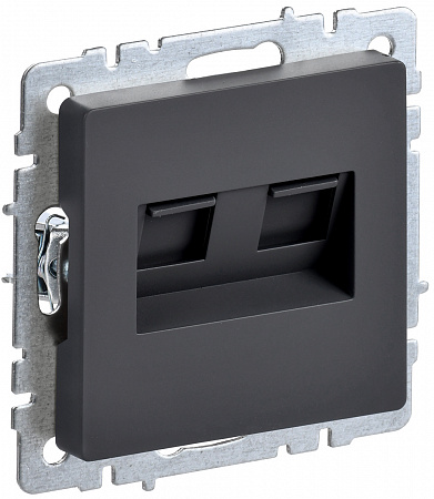 Розетка компьютерная двойная RJ45 кат.5E РК10-2-БрГ графит BRITE BR-K20-1-K53 IEK