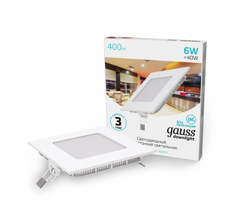 Светодиодный светильник IP20 6W 4100K Gauss 940111206