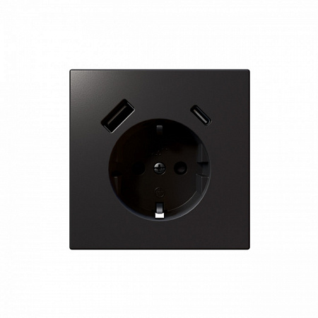 Розетка с заземлением Jasmart FD 16А+2USB A+С (5V 3A, 12V 1,5A, max. 18W), никель FD5501USB-25NI